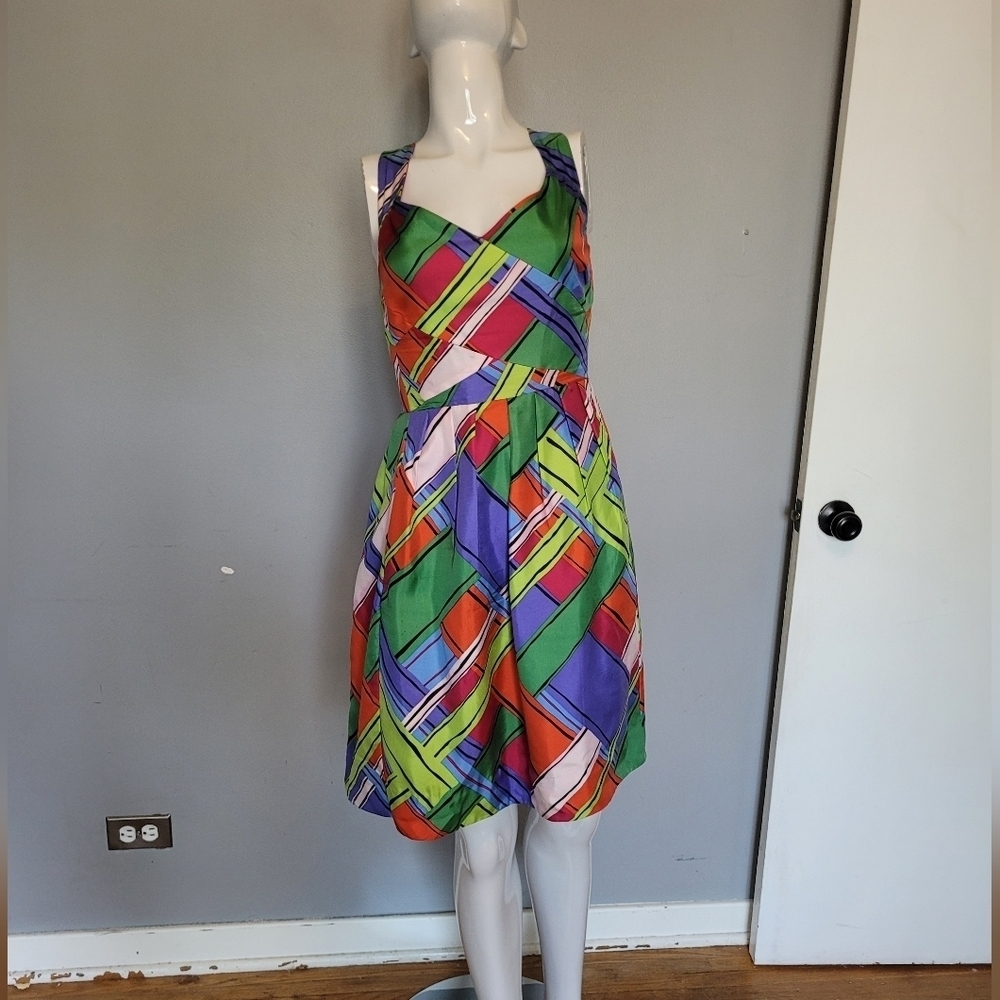 Anthropologie Leifsdottir Silk Plaid Dress, VGUC, Size 12